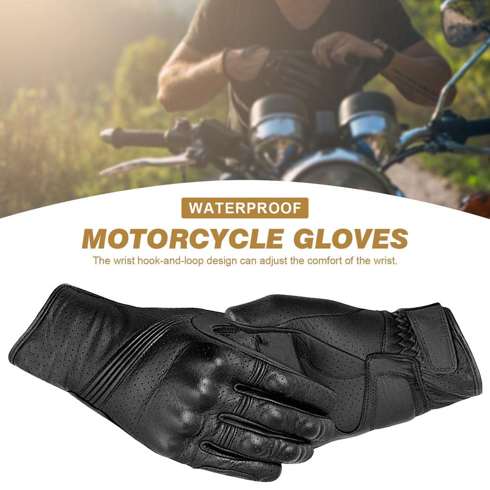 Gants Moto Moto Gants Rétro Hommes Moto Racing Gants Vélo Vélo Moto Motocross en Cuir Gant D'équitation Écran Tactile Gant Moto(L)