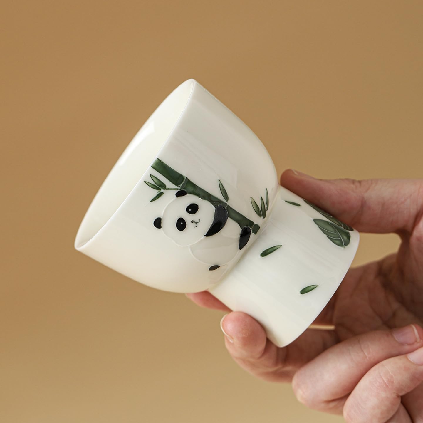 Tea Cup White Porcelain Hand-Painted Panda Host High-Foot Home Drinking Single High-end Kung Fu Set Ceramic Soaking Container