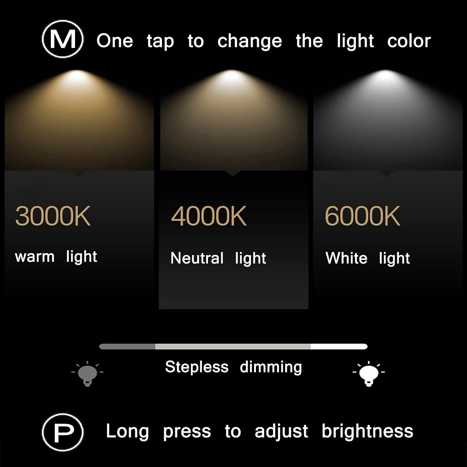 Standing Tabletop Mirror, LED Lighted Round Mirror, Dimmable Touch Switch Makeup Mirror, with 3 Color Lights, Metal Frame, for Vanity Table, Room Decor, Beauty Gifts