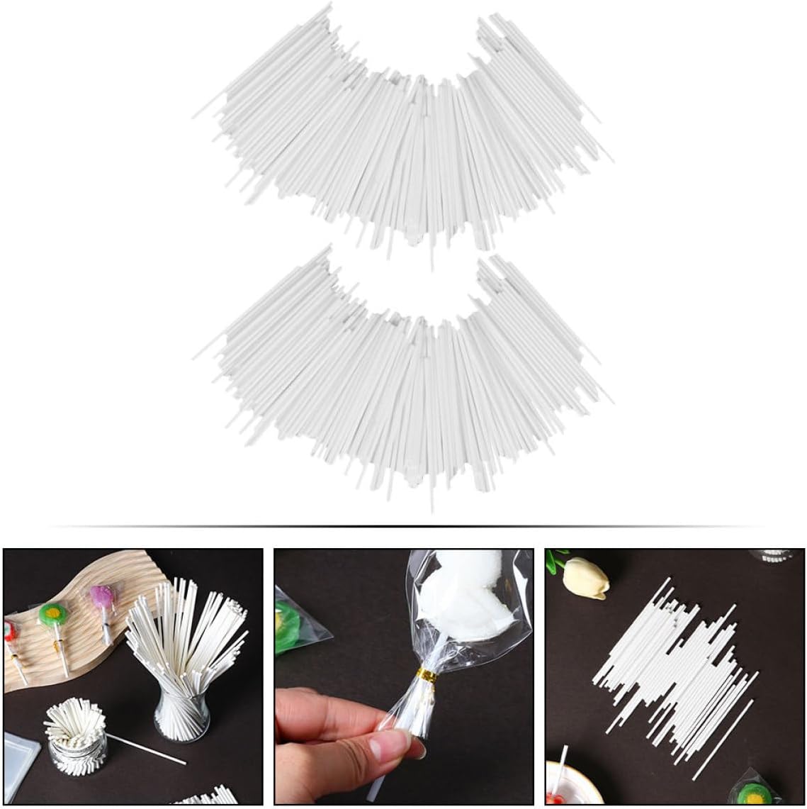 200pcs Lollipop Making Sticks Marshmallow Wrapping Paper Sticks for and Girls Diy Treats