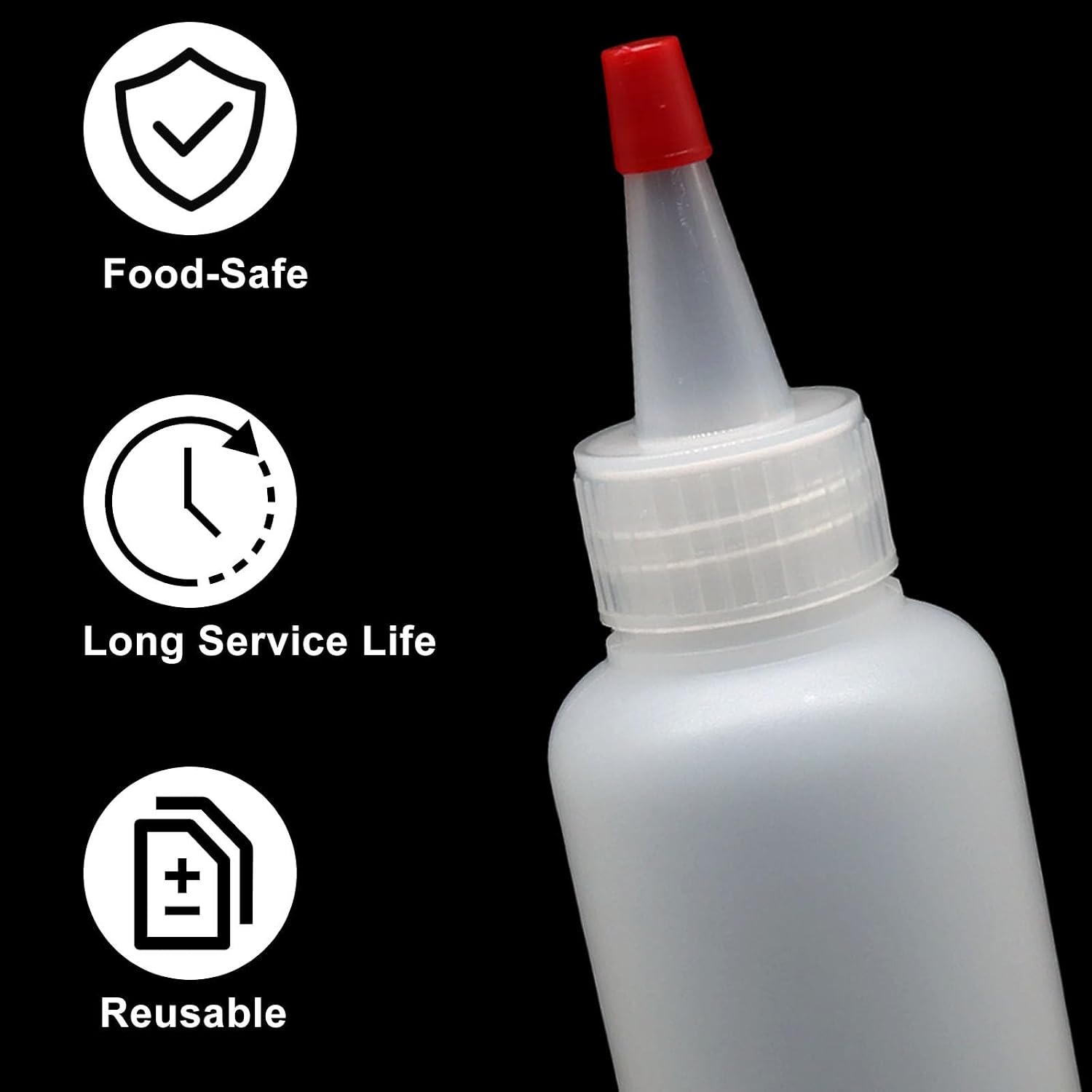 Jiozermi 5 Pack Plastic Squeeze Bottles 4 OZ