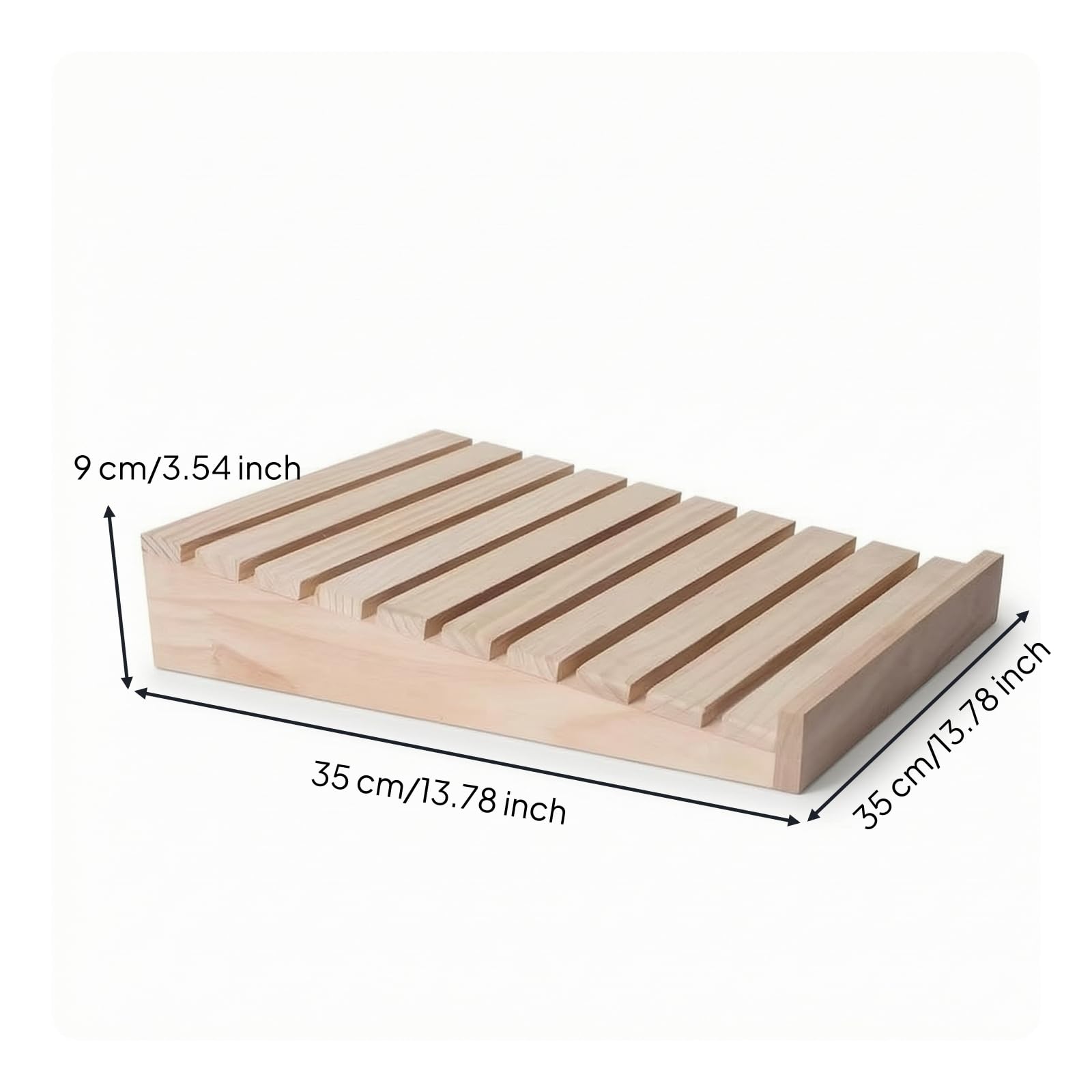 Vassoio in Legno con Doghe Naturale Espositore Semplice Alzatina per Pasticceri, Pasticceria, 55x35x9cm