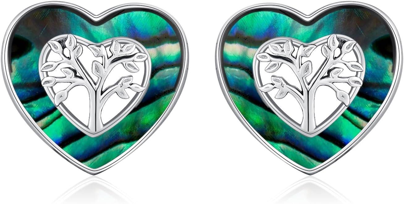 TANGPOET Tree of Life Stud Earrings for Women 925 Sterling Silver Hypoallergenic Earrings For Sensitive Ears with Push Back Jewelry Gifts for Her Girlfriend Mother