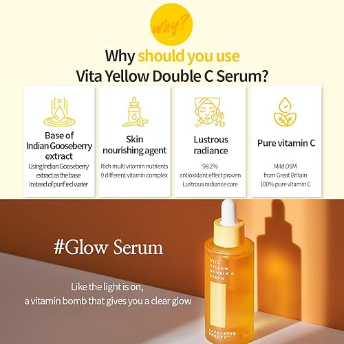 Miniatura 3 de Vita Yellow Double C Serum | Grosella espinosa india y 9 vitaminas esenciales | Efectos nutritivos y reafirmantes de la piel | Beneficios
