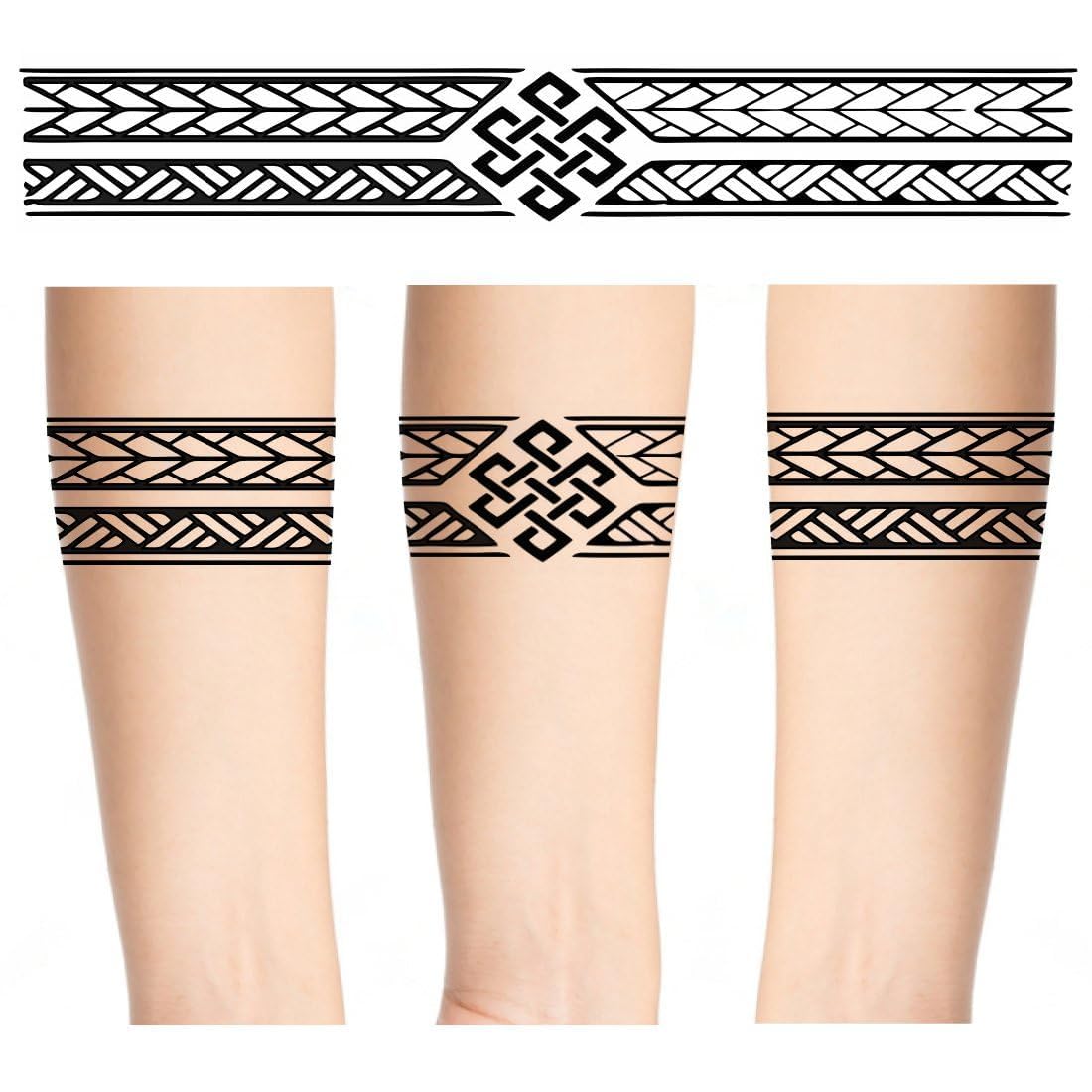 Arm Armband Temporary Tattoo Sleeves with Geometric Patterns, Size 2 * 12 Inch-picture-44
