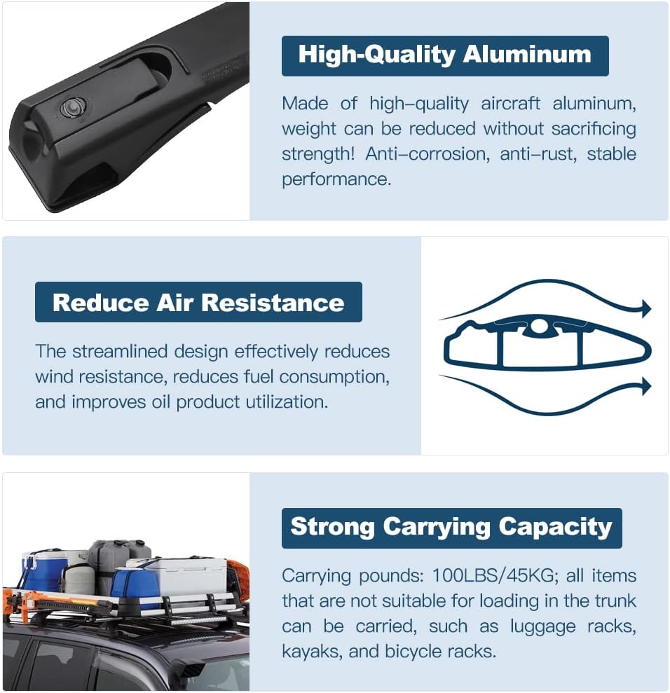 ECCPP Roof Rack Cross Bar Roof Rack Cross Bars Luggage Cargo Carrier Rails Fit for 2013-2018 for TOYOTA RAV4 Sport Utility 2.5L,Aluminum