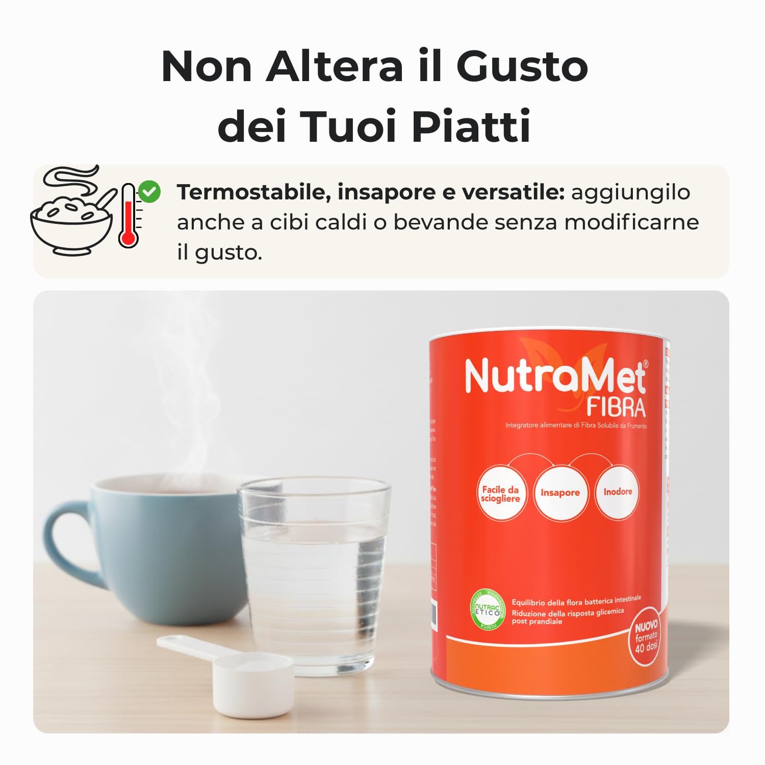 Esserre NutraMet Fibra | Integratore Prebiotico Fibra Solubile per Benessere Intestinale | Intestino Pigro | Senza Glutine Senza Lattosio e Senza Zuccheri | Vegano | Barattolo 320 g