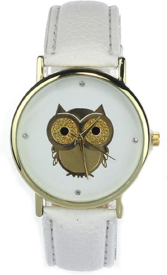 Fashion Women Girl Owl Pattern Wrist Watch Leather Quartz Watch