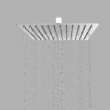 BonKaso Square Slim Rain Shower Head 8 Inch - Stainless Steel, Chrome Finish, Wall Mounted, Long-Lasting, Rust-Free, Corrosion Resistant, Relaxing Spa-Like Bath Experience | Deluge