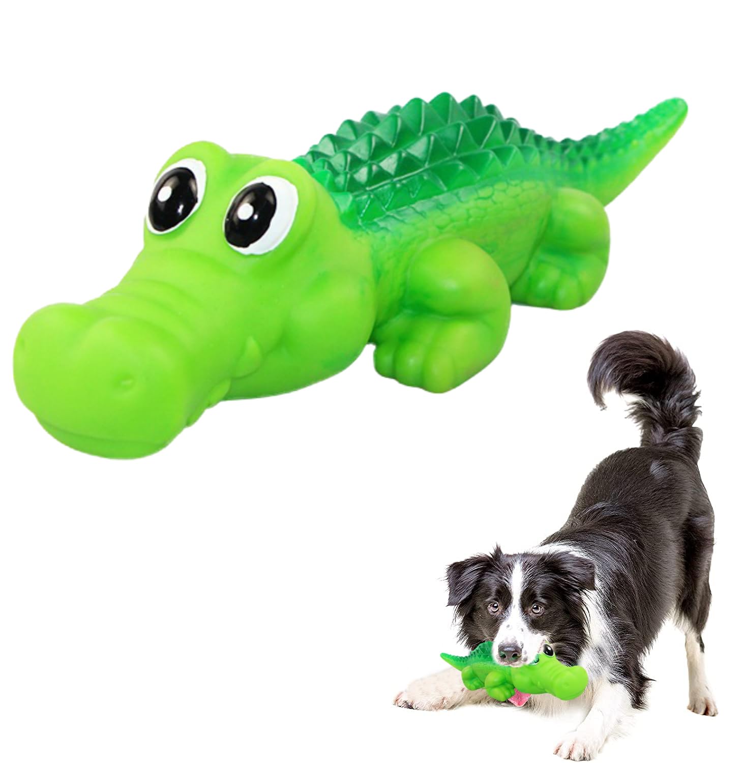 Sage Square Dog Squeaky Chew Toys for Aggressive Chewers Dental Teething Cleaning [Non-Toxic Soft Natural Rubber], Cute Crocodile Design (Colour May Vary) (B0C8HJ1R8W) Amazon Price History, Amazon Price Tracker