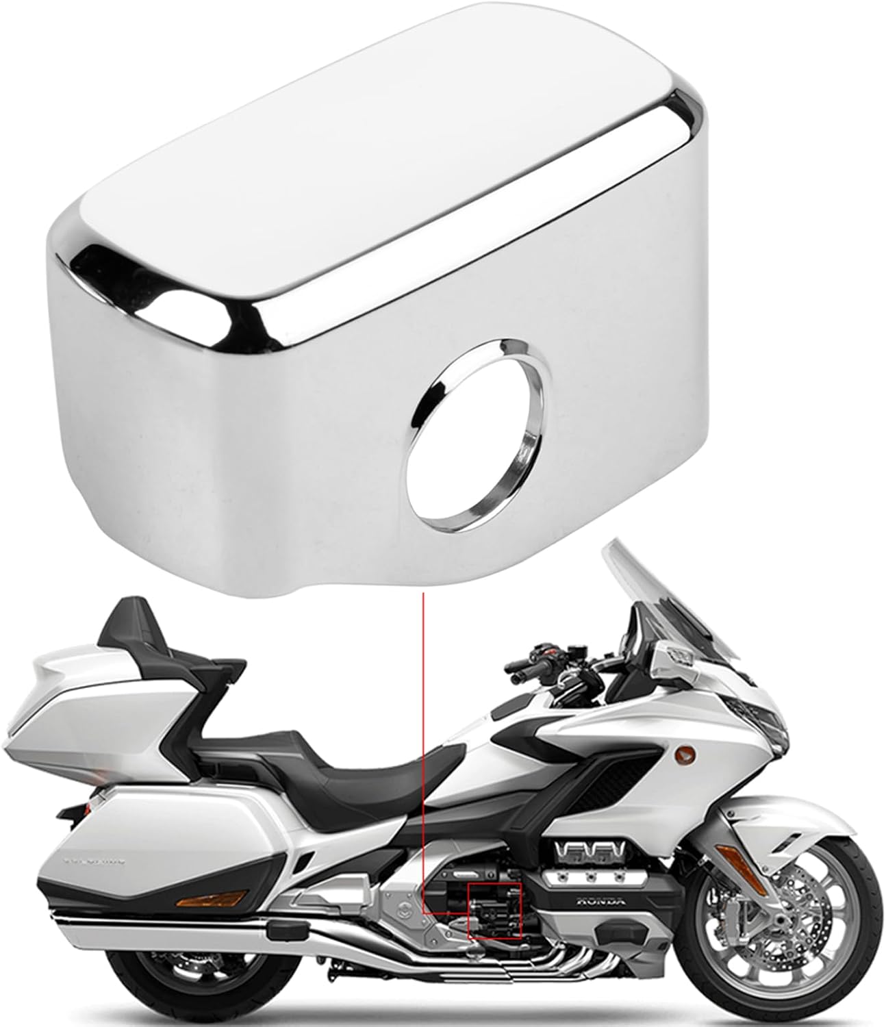 PANICAL Motorcycle for Honda GoldWing GL 1800 F6B GL1800 Chrome Decorative Cover Accessories 2018 2019 2020 2021 2022 2023 2024 2025 2026 (Silver rear brake oil pot protective cover)