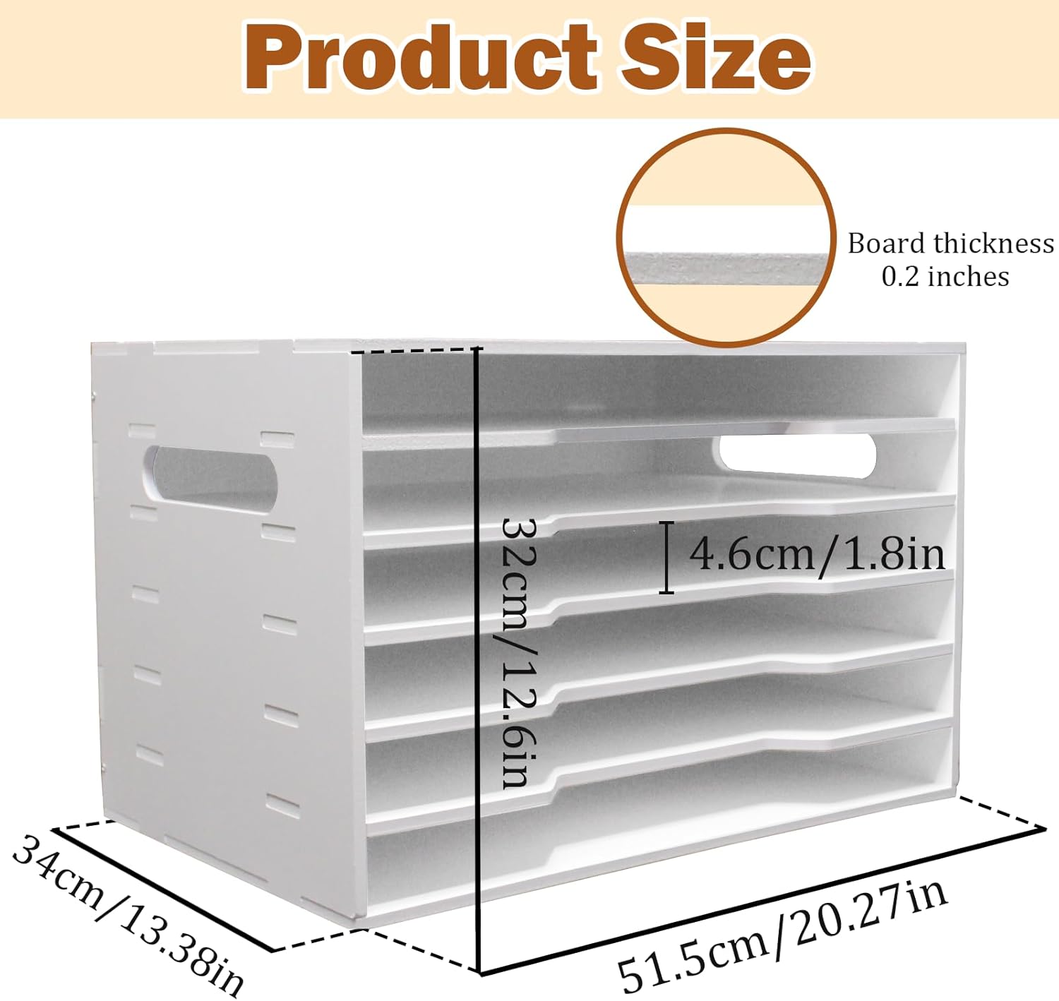 12x18 Construction Paper Organizer,6 Tier Construction Paper Organizer,File Sorter Storage,Large File Suitable for Home,School and Offices,White