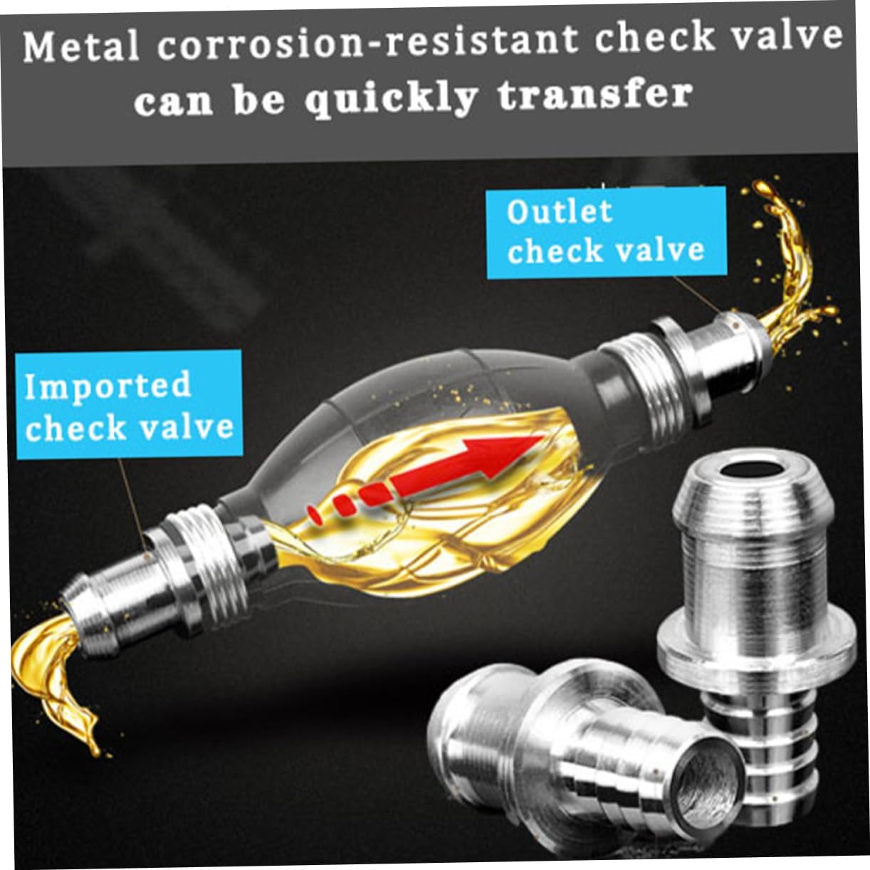 Portable Fuel Transfer Pump with Thick Hose Manual Siphon for Gas Water Oil Easy Use Automotive Hand Pump for Emergency Liquid Extraction