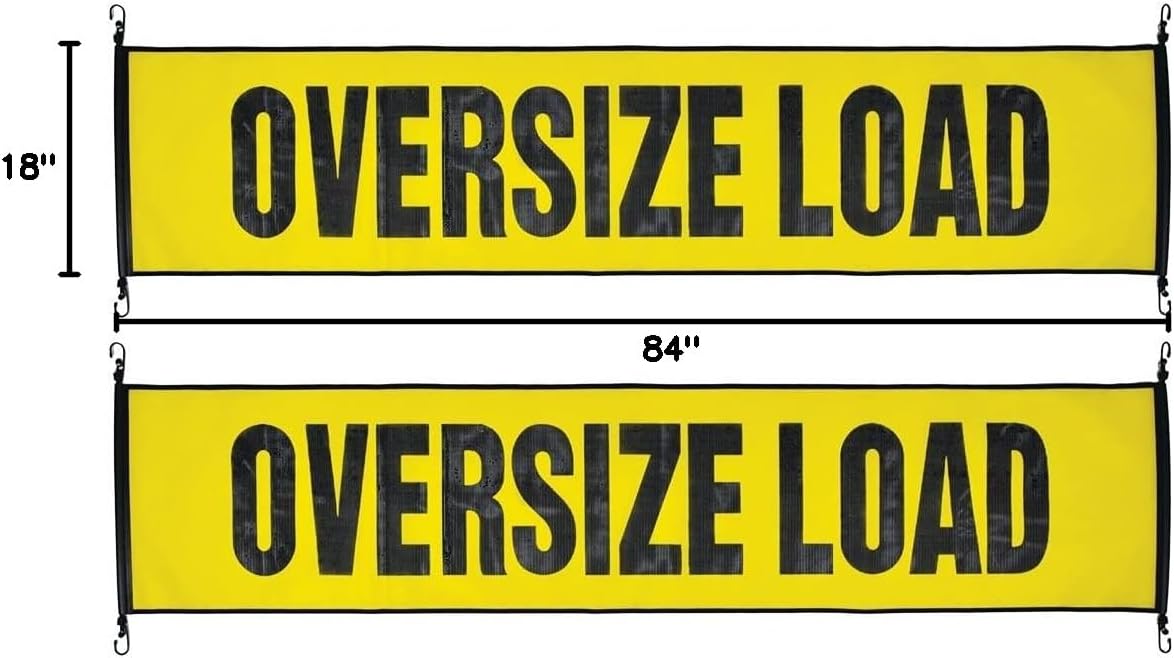 VULCAN Oversize Load Banner with Heavy Duty Metal Hooks - 2 Pack - Stretch Cord Mesh - 18 Inch x 84 Inch