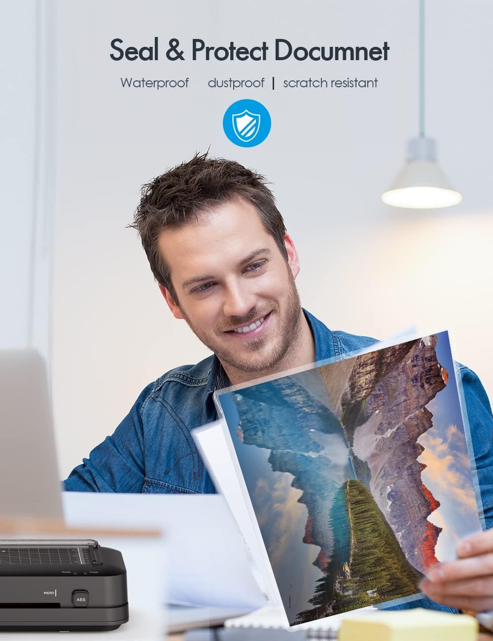 Thermal Laminator Machine and Laminating Pouches Bundle, 13-inch Wide Lamination 5mil 100pack, Letter Size, with Paper Trimmer, Corner Rounder, Quick Warm-Up, Cold and Hot