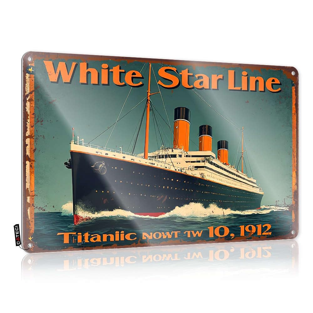Vintage Poster Of The Titanic. Birthday Gift Vintage - Tinsign Retro Wall Art Wall Art Decoration(20X30CM)