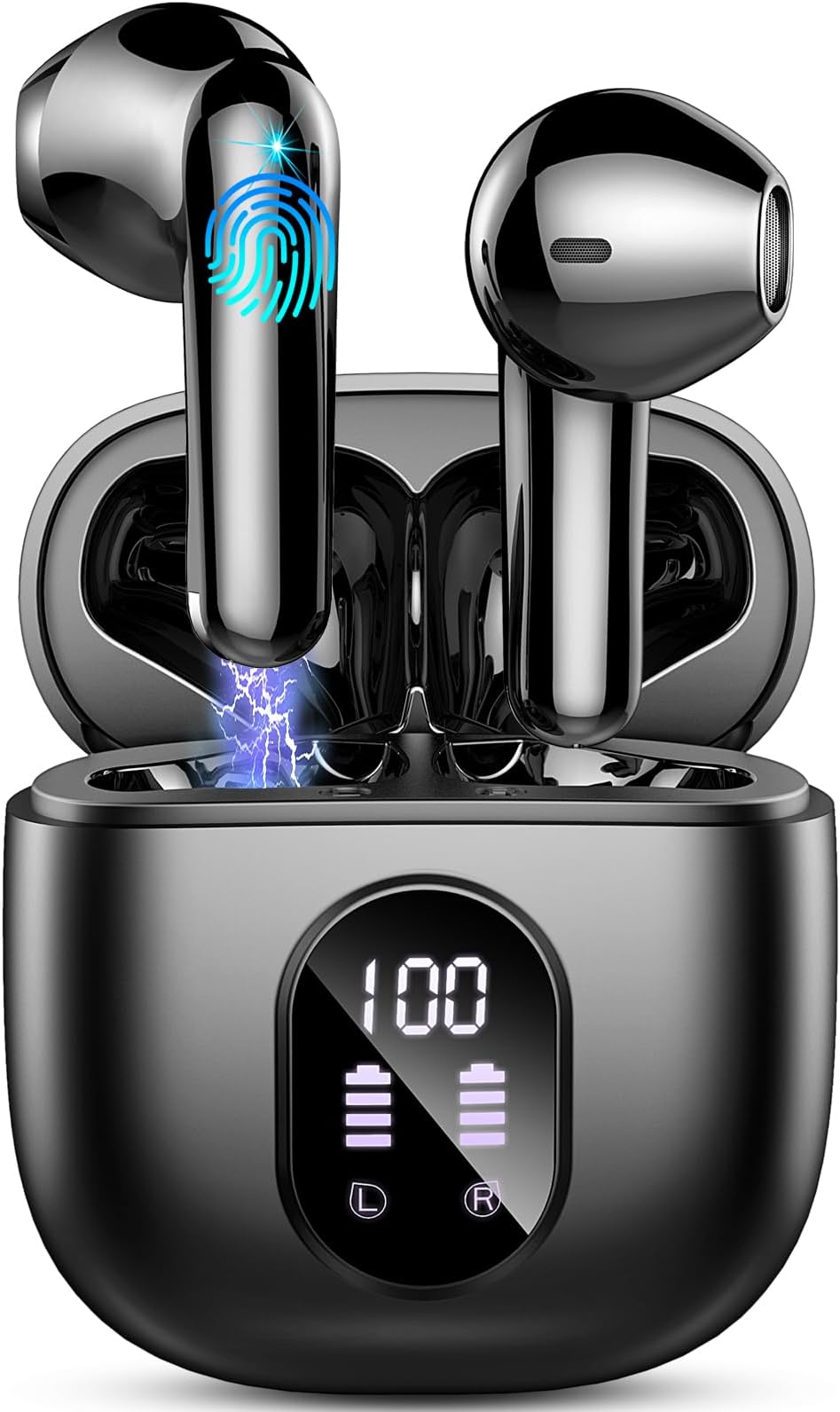 Bluetooth Headphones, Wireless Bluetooth 5.4 In-Ear Headphones Bluetooth with 4 Mics, 50H Wireless Headphones, ENC Noise Cancelling, Deep Bass Earbuds, IP7 Waterproof Earphones, LED Display