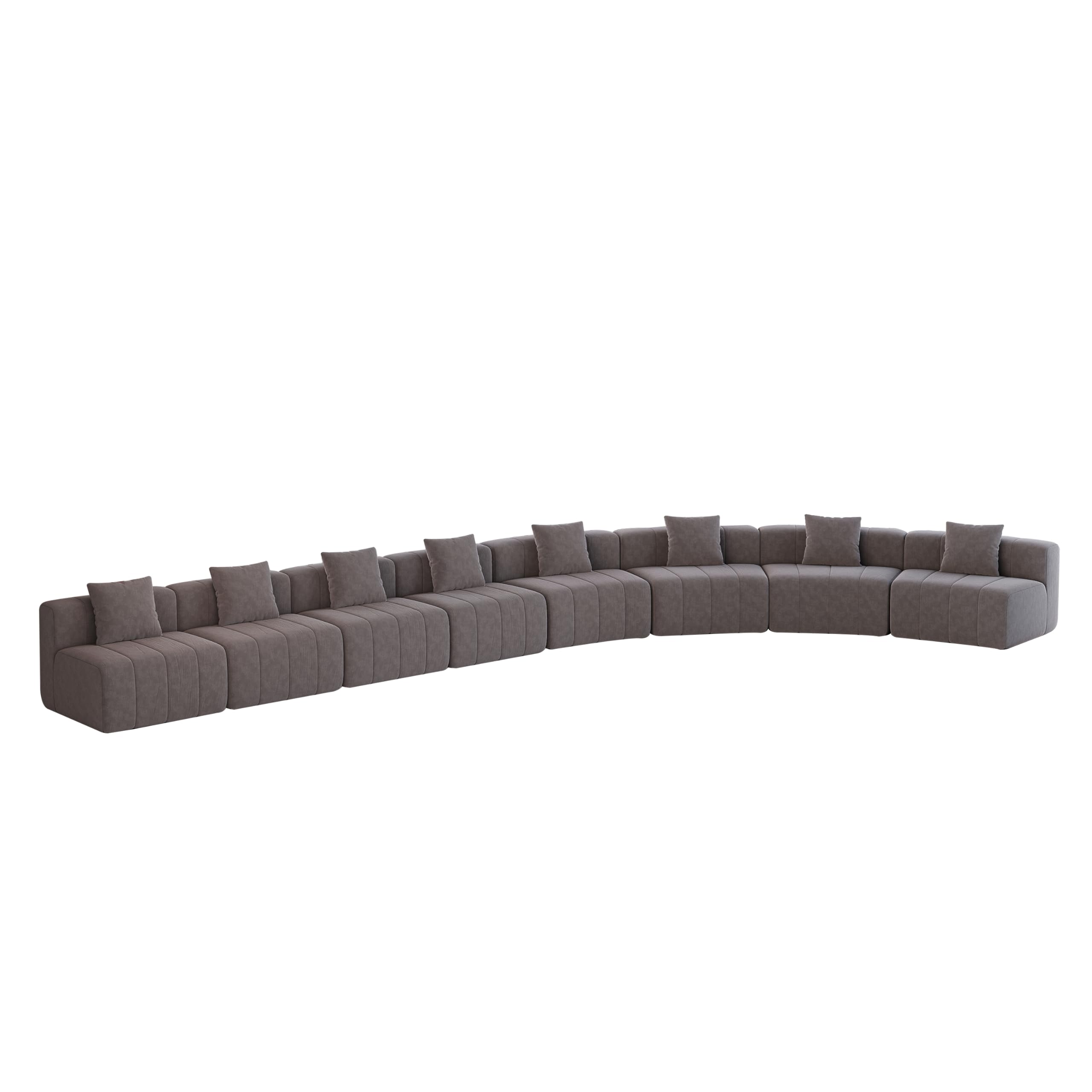Sofá modular de chenilla semicircular con 2 cojines, moderno y