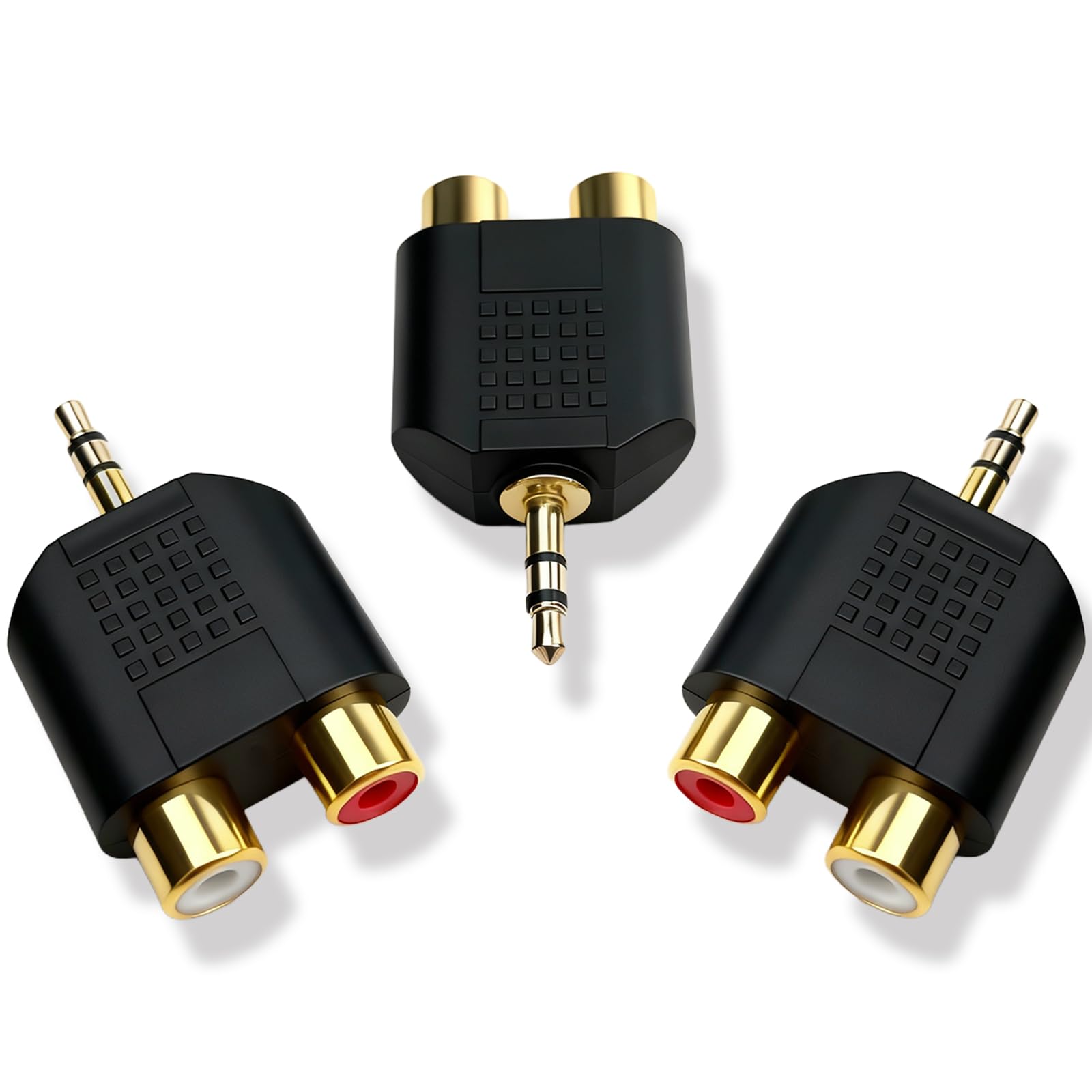 Brvlsoc 3.5mm TRS to Dual RCA Female Adapter (3-Pack) – Stereo Male to Dual RCA Female Audio Splitter for Smartphones, Speakers & Home Theater
