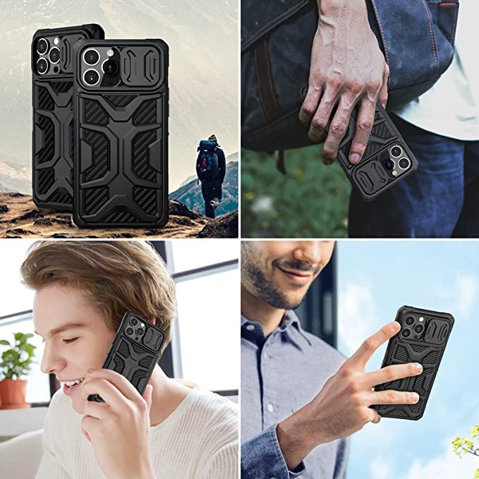 Image of Nillkin for iPhone 14 Case & iPhone 13 Case with Camera Cover [Military Grade Drop Tested] Shockproof Protective Case with Slide Camera Lens Protection 6.1 inch, Black