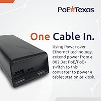 Vista 2 de PoE Texas Convertidor PoE+ de alimentación a través de Ethernet a USB-C - Adaptador PoE a USB C PoE+ de 10100 Mbps con puerto USB-A - para Apple
