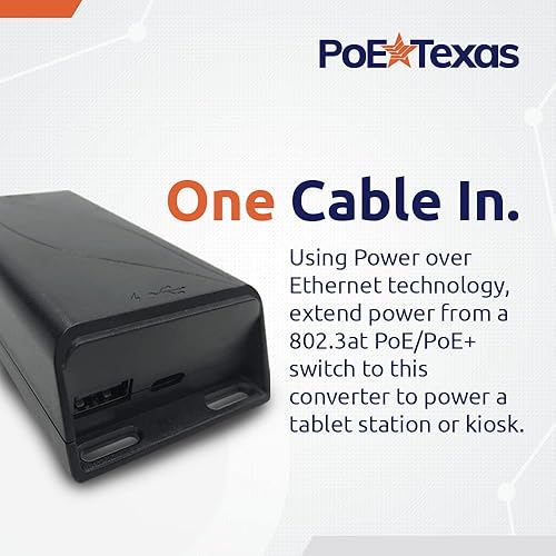 Miniatura 2 de PoE Texas Convertidor PoE+ de alimentación a través de Ethernet a USB-C - Adaptador PoE a USB C PoE+ de 10100 Mbps con puerto USB-A - para Apple