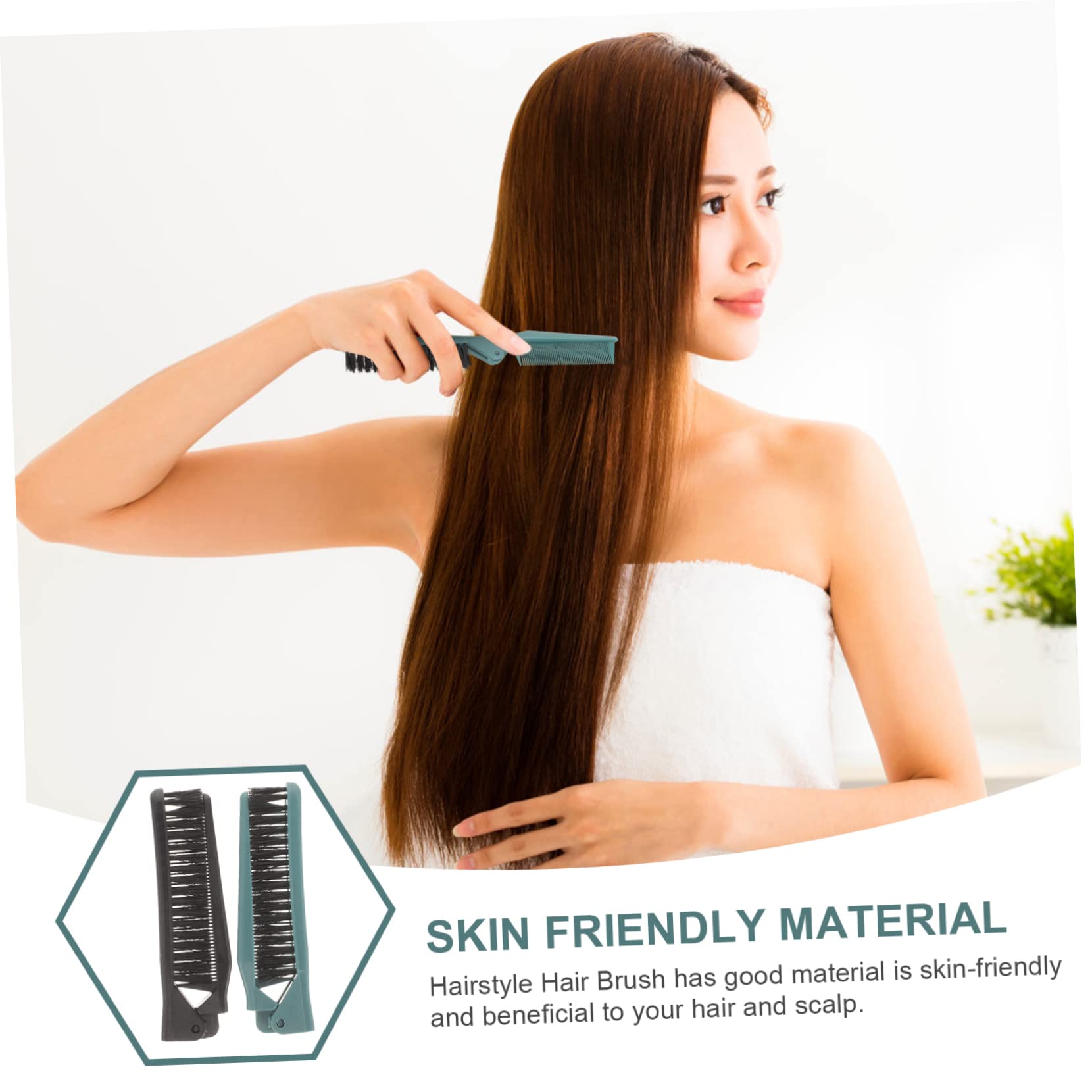 SEWOART Folding Comb 2-in-1 Hair Styling Brush for Men Women Portable Salon Comb for Curly and Straight Hair Travel Use with Scalp Massage - Image 4