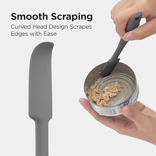 Miniatura 3 de Kitchen Mama WaltzGrip - Juego de utensilios de silicona platino para tarros y latas: resistente al calor, raspador antiadherente, cuchara, perfecto