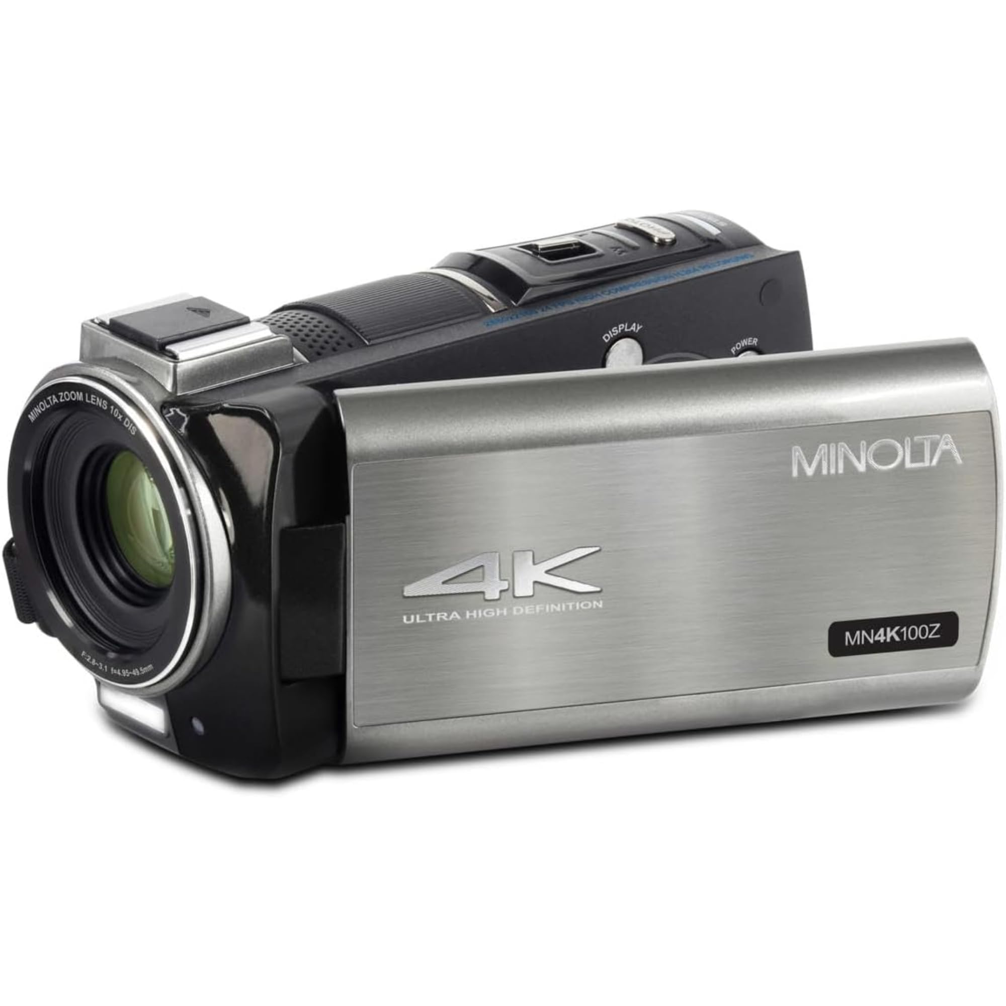 Minolta 4K Ultra HD Camcorder with 3.5-inch Touchscreen – 10x Optical Zoom, 28MP Photos, Digital Stabilizer, Accessory Shoe Mount, Time Lapse, Face