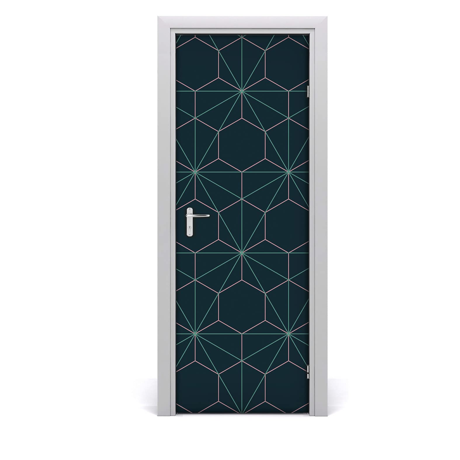 Étiquette imperméable pour la porte design hexagone papier peint 85x200