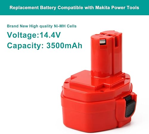 Miniatura 10 de CREABEST Batería de repuesto Ni-MH de 14.4V 3.5Ah compatible con makita 1434 1420 1422 1433 1435 1435F 192699-A 193158-3 192600-1 1051D 4033D