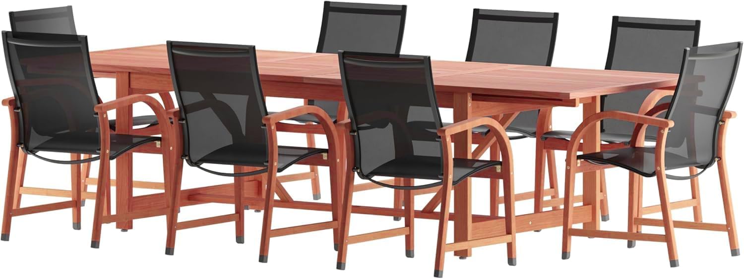 Brampton Eucalyptus 9-pc Patio Dining Set, Black