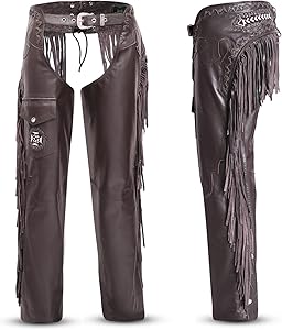 Assless Leather Chaps for Men and Women – Premium Full Grain Cowhide Western Cowboy Motorcycle Chaps – Handmade