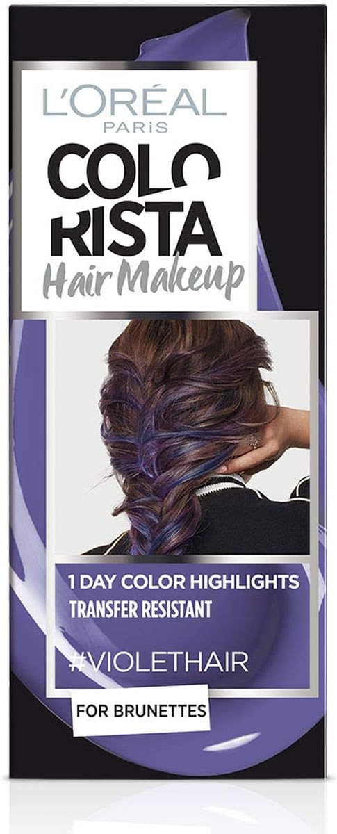 L’Oréal Paris Colorista Hair Makeup Tijdelijke kleuring, 1 dag voor strengen en punten, bruine haarkleur, Meches Violetto, 30 ml
