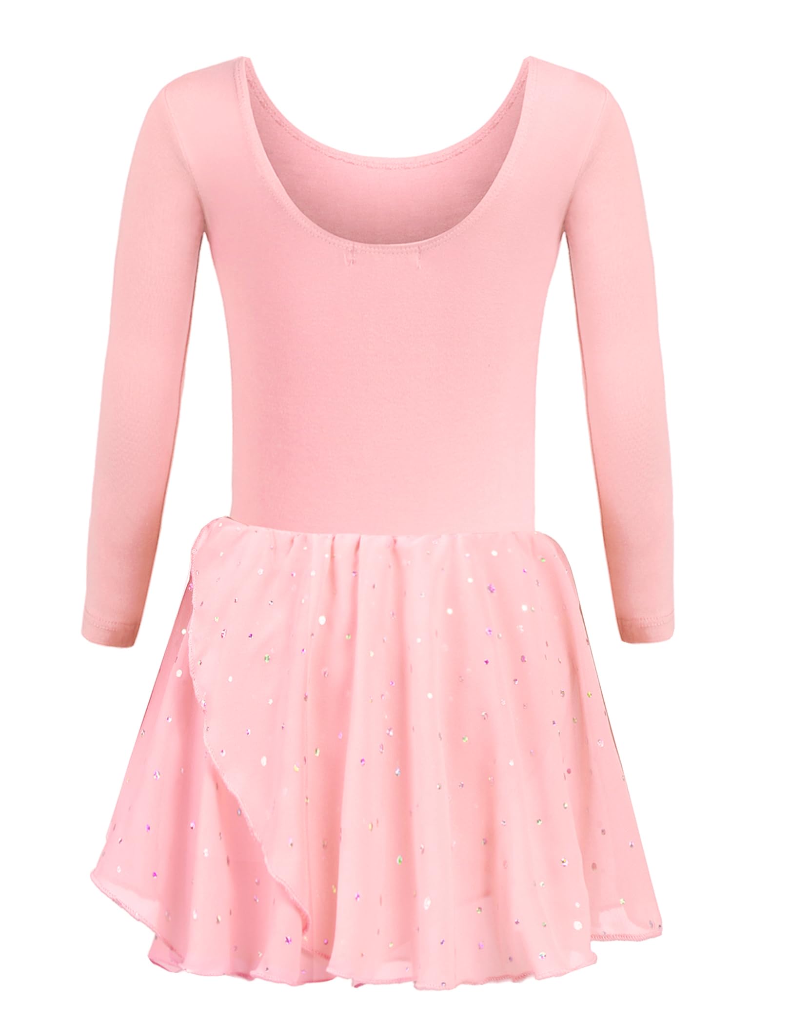Trudge Mädchen Ballettkleidung Ballettkleid Kinder Langarm Baumwolle Balletttrikot Ballettanzug Tanzkleid Tanzbody mit Rock Tütü, A Rosa, 160 / 10-11 Jahre