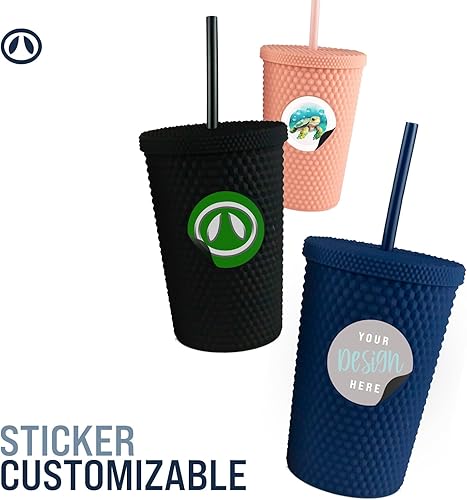 Miniatura 3 de Hogg Vaso de 24 onzas con tapa y pajita, diseño de arcoíris, taza reutilizable para café helado, vaso brillante para mujeres, taza de diamantes de