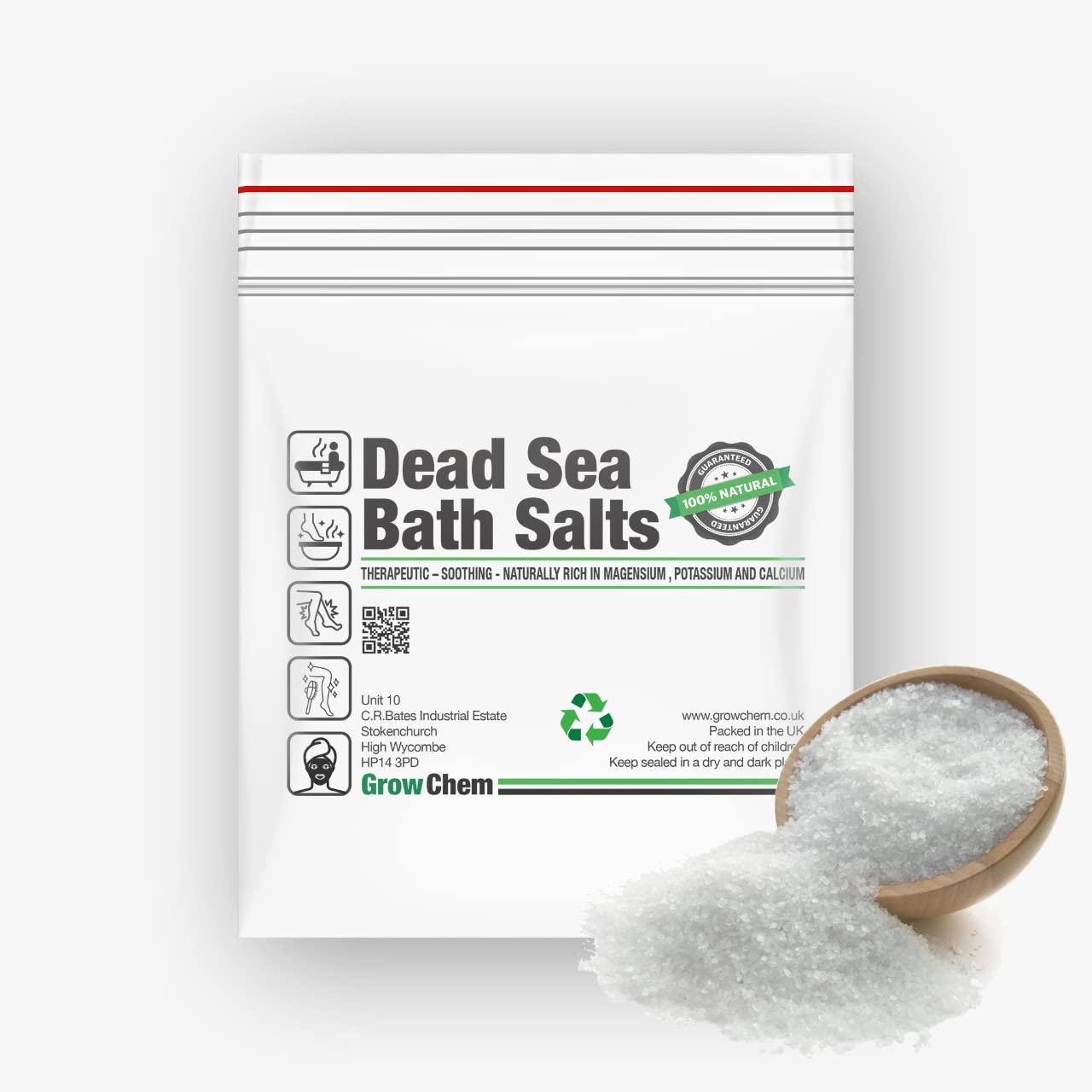 Grow ChemPure Dead Sea Bath Salts (5KG Bag) Mineral Rich Bathing Salts for Soothing Skin & Body Health
