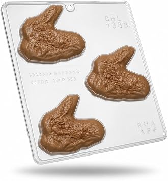 Chicken Wing Chocolate Candy Mold 1268, 3 Cavities, Each Piece Approximately 3.4 x 3.8, Makes Approximately 8 Wings per Pound of Chocolate