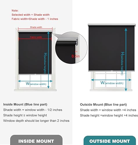 Miniatura 6 de Changshade Persiana enrollable de tela sin cordón, persianas de bloqueo de luz para ventanas con aislamiento térmico, protección UV, persianas