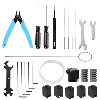 3D Printer Tool Kit for Bambu Lab X1/X1C/X1E/P1P/P1S, Maintenance Common Tool Kit with Nozzle Wiper, Clog Poke, Silicone Sock, PTFE Tube, Allen Wrench, Screwdriver, for 3D Print Removing, Cleaning
