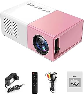 Pocket Projector, 2023 New Smart Mini Portable LED Video Projectors, Movie Projector 1920 * 1080P HD Supported with HDMI USB Phone Interfaces and Remote Control for Home Theater (Pink)
