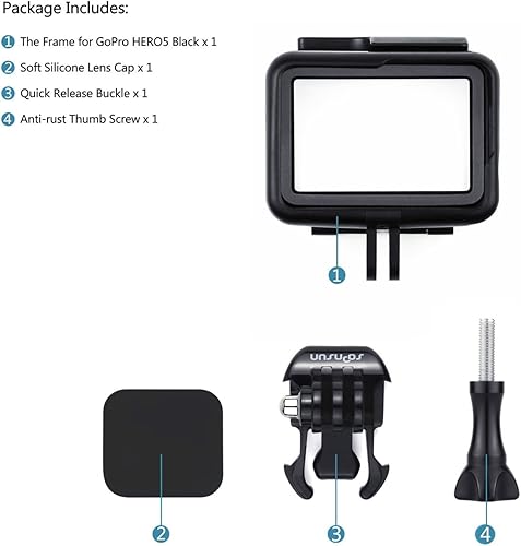 Miniatura 9 de SOONSUN Carcasa para GoPro Hero 567 Negro, Hero 7 PlataBlanco, Hero (2018) Cámara Jaula protectora con hebilla de liberación rápida, tornillo de
