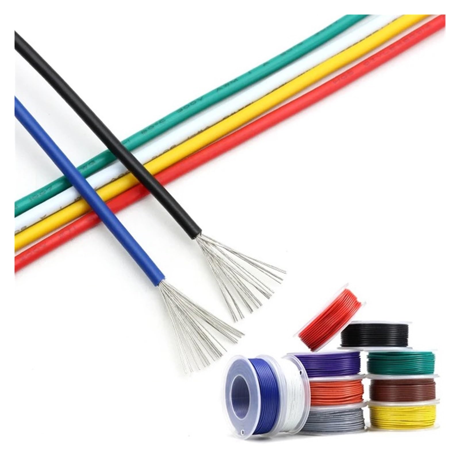 UL1007 Elektrodraht in Rolle 30/28/26/24/22/20/18/16AWG Spulendraht Beleuchtung 300V DIY LED-Lampenleitung PVC-verzinntes Kupferkabel(Green,5 Rolls,16AWG 4m per roll)