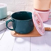 Vista 4 de Taza de sopa con tapa de 30.4 onzas, tazón de sopa rápido con asa, apto para microondas, cuenco de sopa y fideos, disfruta de sopas calientes