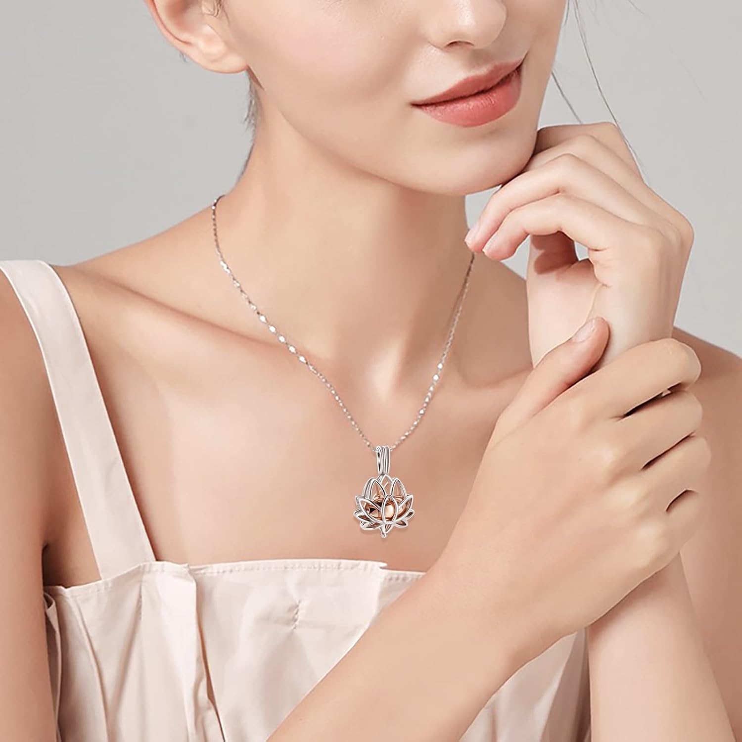Imrsanl Cremation Jewelry for Ashes - Lotus Flower Ashes Pendant Necklace with Mini Keepsake Urn Memorial Ash Jewelry - Image 6