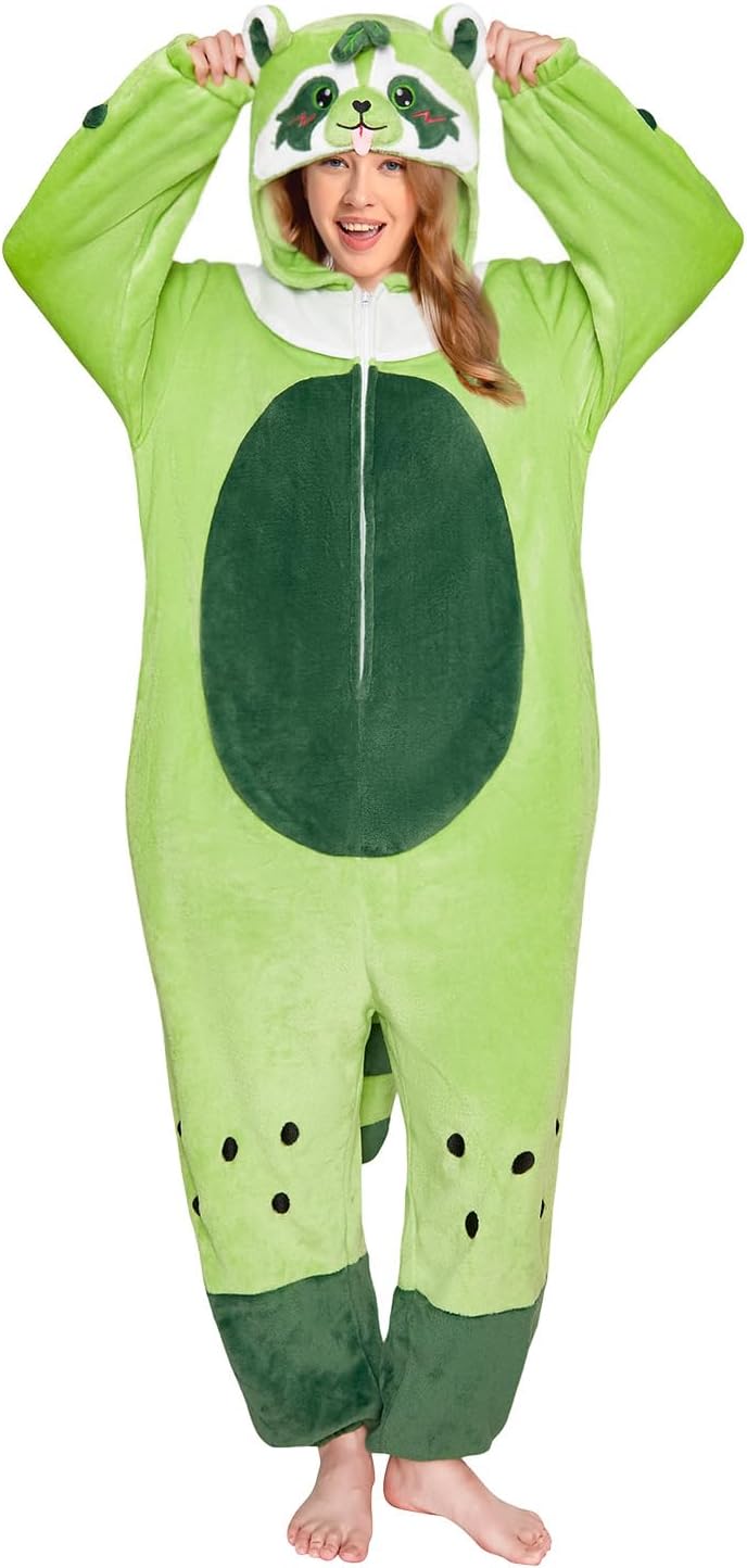 OLAOLA Adult Unisex Onesie, Animal Hoodie Pajamas with Pockets, Flannel Sleepwear Halloween Cosplay Costume Gifts