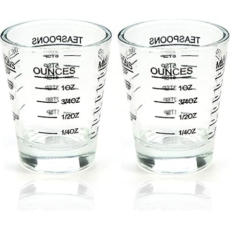 Shot Glasses Measuring cup Liquid Heavy Glass Wine Glass Espresso Shot Glass 26-Incremental Measurement 1oz, 6 Tsp, 2 Tbs, 30ml (2 pack-black 30ml)