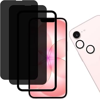2-2 Pack Privacy Screen Protector Designed For iPhone 17E Anti Spy Private Tempered Glass Film 2-Pack iPhone 16E Camera Lens Protector Film 2-Pack With Easy Alignment Tool