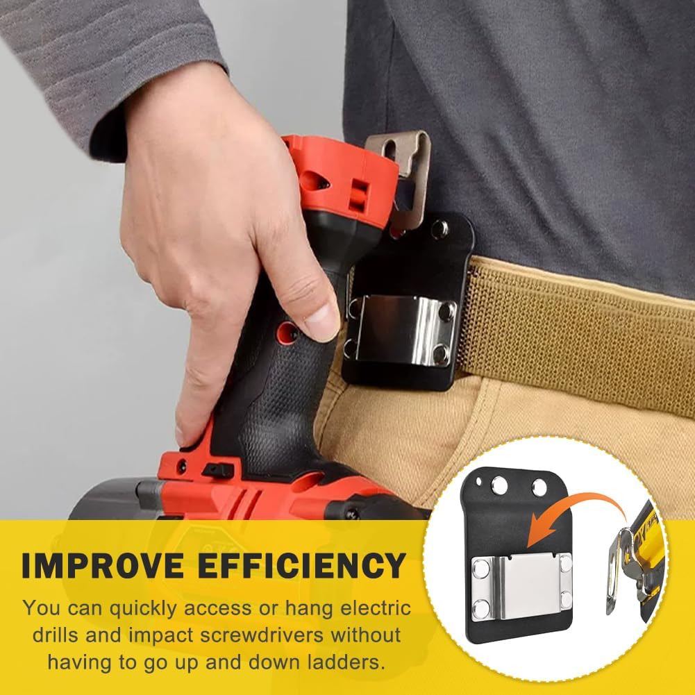 Drill Holder Clip for Tool Belt,Tape Measure Holder for Belt,Quick Grab/Hang Eletric Drill Clip on Belts,Holster Tool Belts Clips for Impact Driver Cordless Drills Nailer
