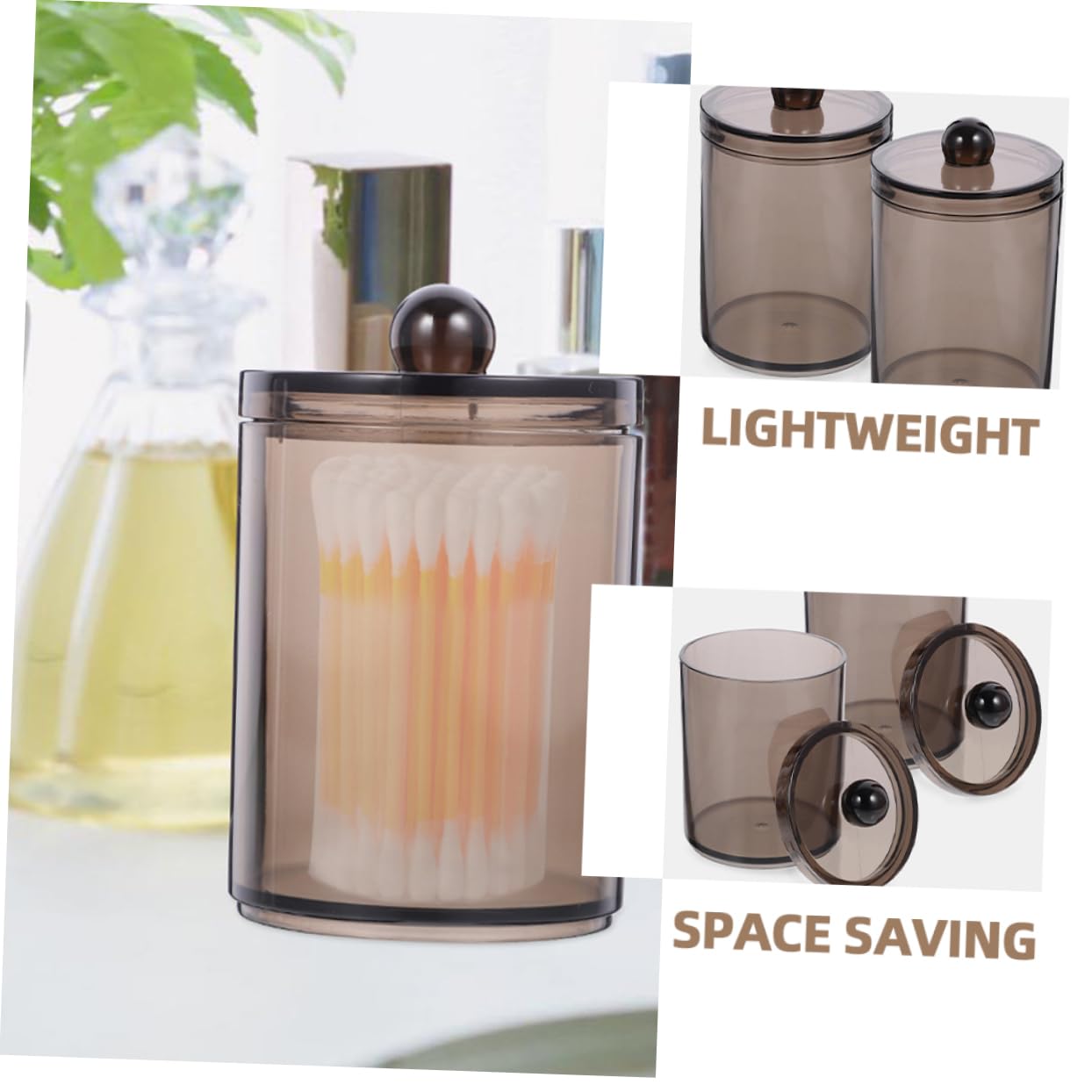 4 Sets Wattestäbchen-hüllen Glasdeckel Aufbewahrungsbox Für Wattestäbchen Make-up-organizer Leicht Zugänglicher Deckel 3 Stück X 4